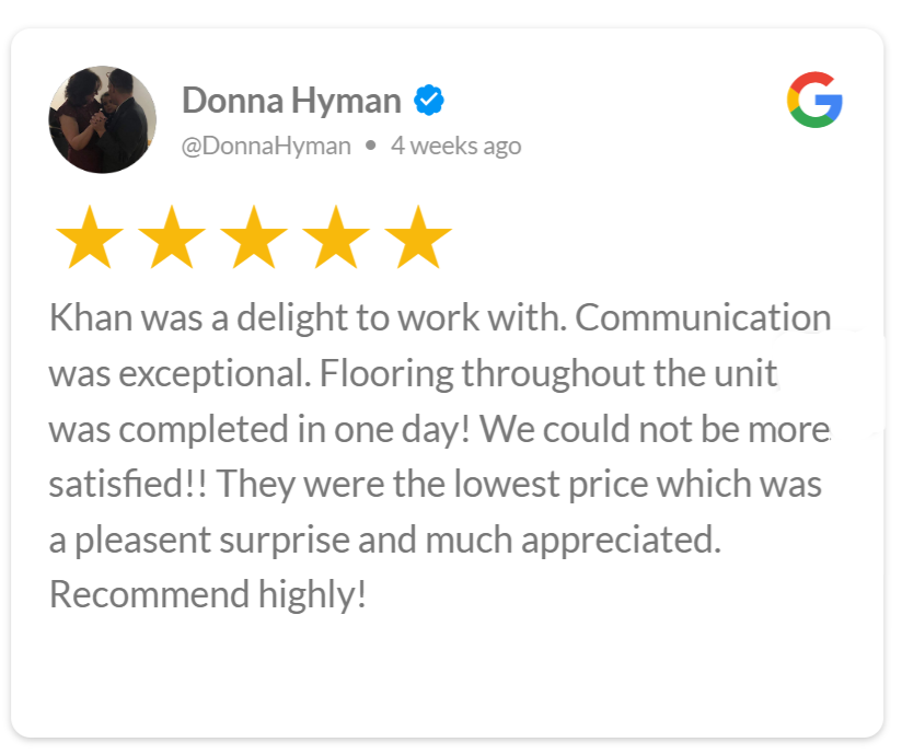lowest price  and exceptional next day flooring installation review